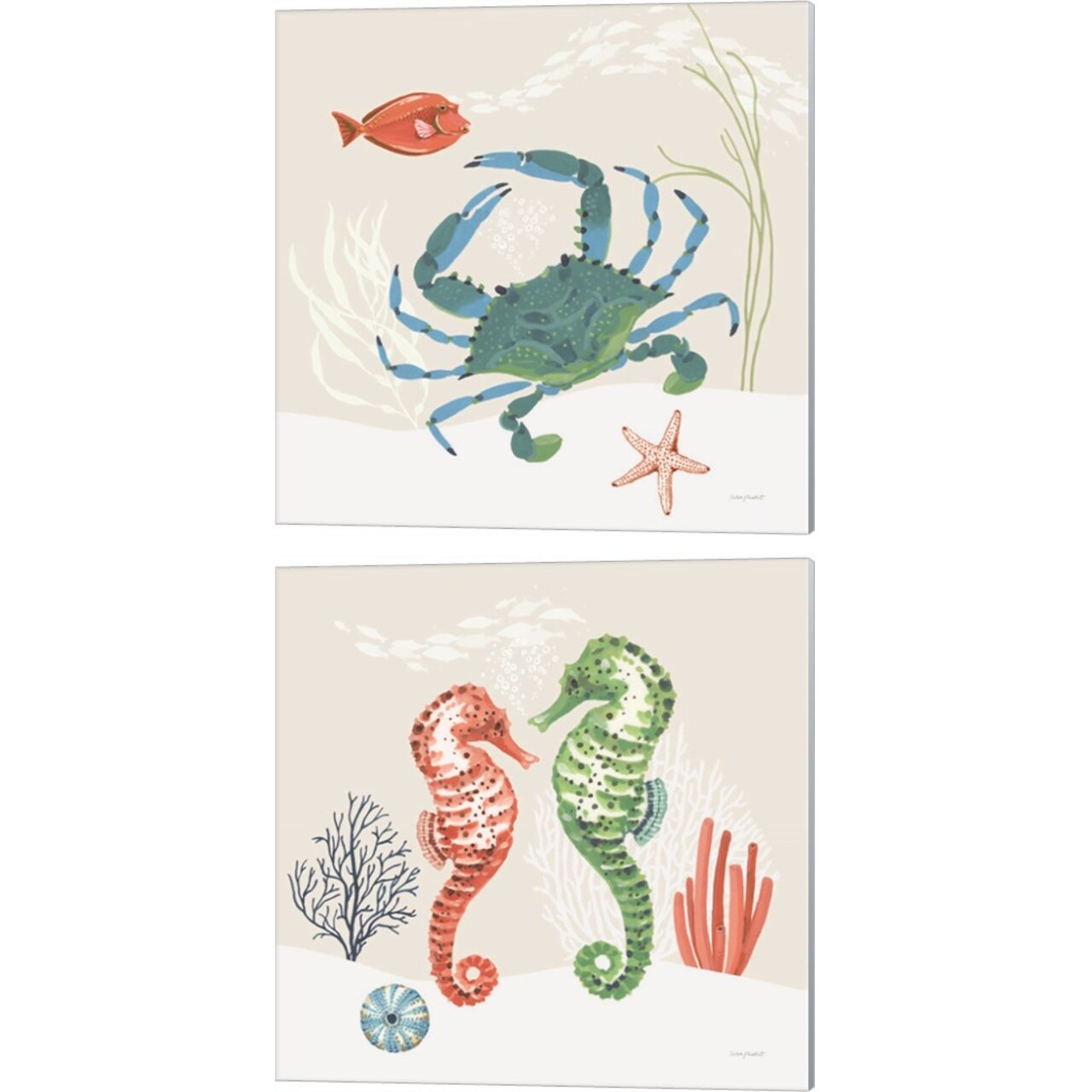 Free As the Ocean on Sand B by Lisa Audit 14" x 14" Canvas Wall Art (Set of 2)